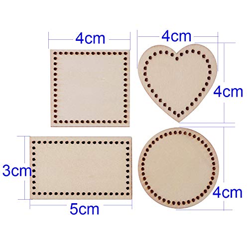 SERWOO 100pcs Discos Madera Rebanadas Redonda Cuadrado Corazón Rectángulo para Manualidades Pintar Artesanías DIY Bricolaje Decoraciones Adornos de Navidad Boda Fiesta Hogar 4 Patrones Mixtos