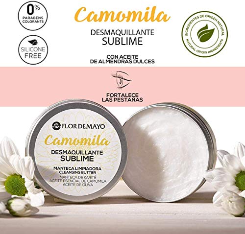 Set Crema Desmaquillante Ojos y Cara de Camomila, Manteca de Karité, Aceite de Oliva y de Almendras Dulces 90ml y Manopla Toallita Microfibra Reutilizable