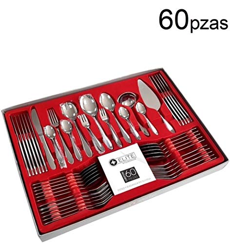 Set de cubiertos 60 Pzas cubertería en acero inoxidable tenedor cuchillo cuchara