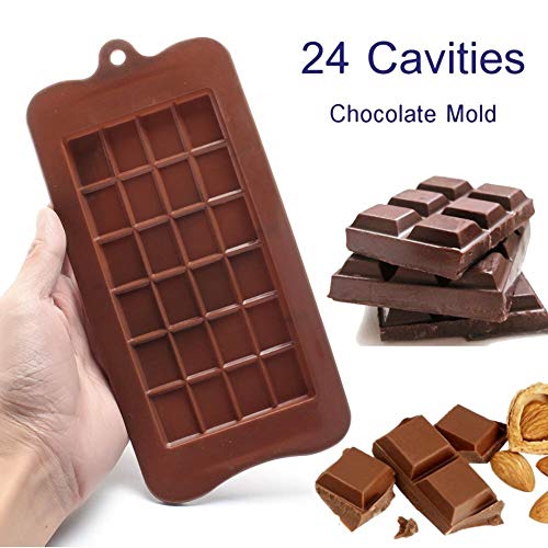 Set de moldes para Hornear Molde de Chocolate de Silicona de 24 cavidades Molde de Caramelo Molde de azúcar Bloque de Barra Bandeja de Hielo Utensilios for Hornear Herramienta for Hornear de Cocina