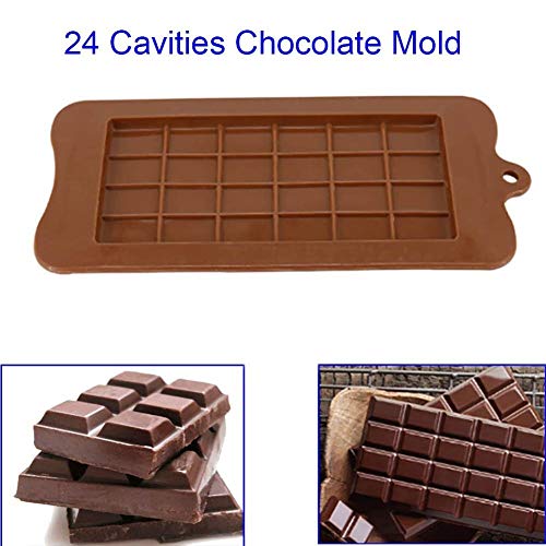 Set de moldes para Hornear Molde de Chocolate de Silicona de 24 cavidades Molde de Caramelo Molde de azúcar Bloque de Barra Bandeja de Hielo Utensilios for Hornear Herramienta for Hornear de Cocina