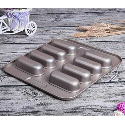 Set de moldes para Hornear Pan for Perros Calientes, Formas de Pan Forma Cuadrada Moldes for Pan Bandejas de panadería Recubiertas antiadherentes 8 Cuevas Moldes rectangulares