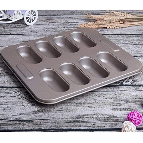 Set de moldes para Hornear Pan for Perros Calientes, Formas de Pan Forma Cuadrada Moldes for Pan Bandejas de panadería Recubiertas antiadherentes 8 Cuevas Moldes rectangulares