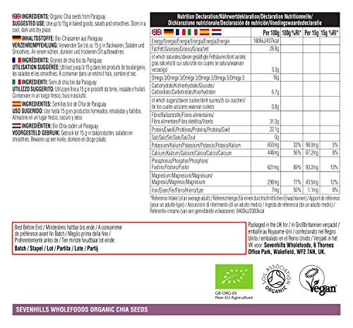 Sevenhills Wholefoods Semillas de Chia Crudas Orgánico 1kg