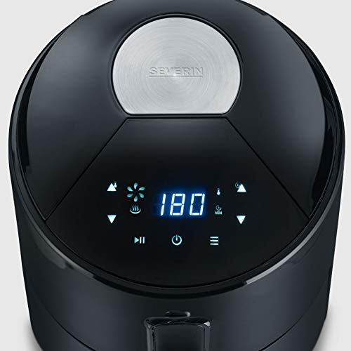 Severin FR 2465 Freidora de aire sin aceite Comfort Premium, 1300 W, 3.5 litros, Negro/Acero