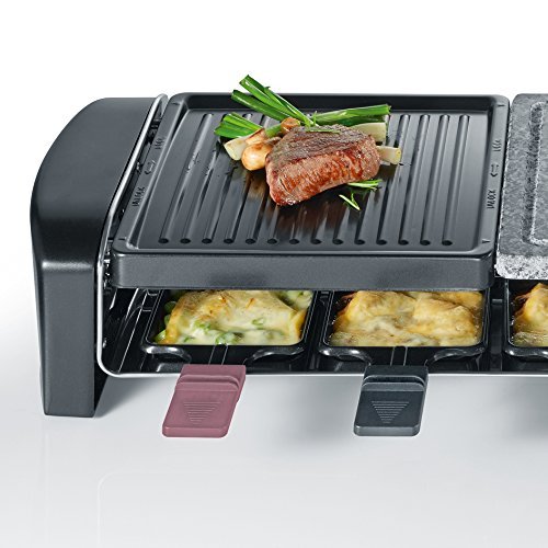 SEVERIN RG 9645 Raclette Grill con Piedra Natural y Plancha, 1.400 W aprox., Incl. 8 Mini-Sartenes