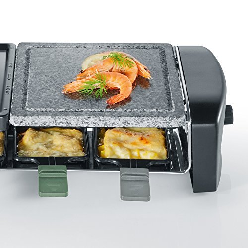 SEVERIN RG 9645 Raclette Grill con Piedra Natural y Plancha, 1.400 W aprox., Incl. 8 Mini-Sartenes