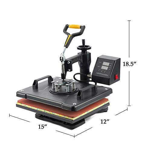 Sfeomi Prensa de Calor 30 x 38cm Máquina de Prensa de Calor Multifuncional 8 en 1 Prensa de Transferencia Giratoria de 360 grados para Camiseta Taza Sombrero Tapa (8 en 1)