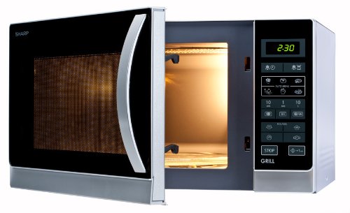 Sharp R-742(IN) W Microondas Grill 25L, Control Tactíl, 1000W, 900 W, 25 litros, Plateado