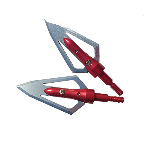 SHARROW 12pcs Puntas de Flechas 2 Hojas Cuchillas Agudas Broadhead 100 Grains con Caja para Flechas de Ballesta Pernos Flechas de Carbono (Rojo)