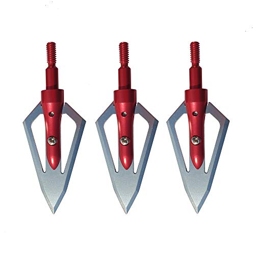 SHARROW 12pcs Puntas de Flechas 2 Hojas Cuchillas Agudas Broadhead 100 Grains con Caja para Flechas de Ballesta Pernos Flechas de Carbono (Rojo)