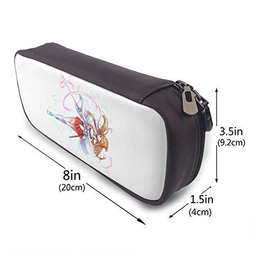 shenguang Sword Art Online - Yuuki Asuna Leather Estuche Gran capacidad con cremallera High Capacity Estuche para lápiz Desk Organizer Practical Bag Holder