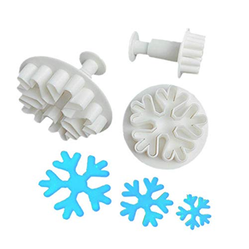 Shenlu Copo de nieve Cookie Cutter Christmas Fondant Cake Decorating émbolo Sugarcraft Cutter molde herramientas, juego de 6, blanco