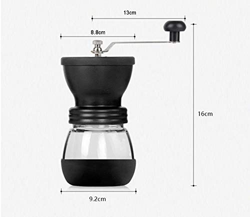 SHIJING Molinillo de Grano de café con Rebabas de cerámica Manual con Tarro de Almacenamiento de Vidrio fortificado Cafetera Duradera Molino de Grano Cafetera Herramientas de Cocina