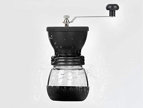 SHIJING Molinillo de Grano de café con Rebabas de cerámica Manual con Tarro de Almacenamiento de Vidrio fortificado Cafetera Duradera Molino de Grano Cafetera Herramientas de Cocina