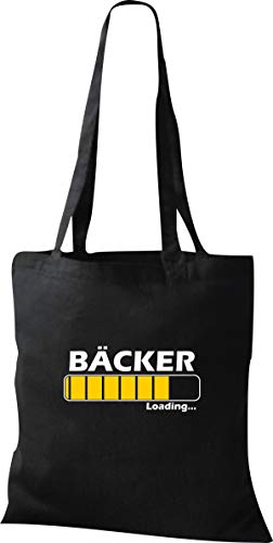 Shirtinstyle Bolsa de Tela Bolsa de Algodón Loading Panadero, Mejor Profesión - Negro, 38 cm x 42 cm