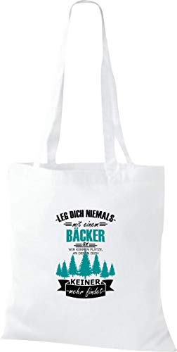 Shirtinstyle Bolso de Tela Bolsa de Algodón Leg Dich Niemals con un Panadero un, Wir Kennen - blanco, 38 cm x 42 cm