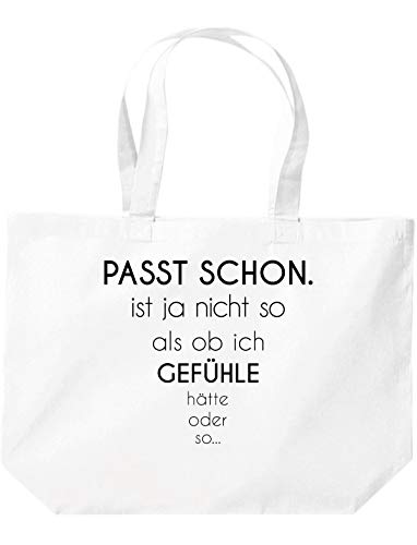 Shirtinstyle Grandes Bolsa de Compra Typo para Schon. ist si no así como ya Yo Gefühle Hätte o Así - Blanco, 35 cm x 39 cm x 13 cm