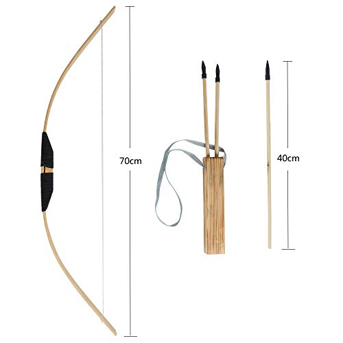 SHIYM-JT, Y Madera Conjunto De Flecha De Arco For Los Principiantes For Niños con 3 Flechas De Juguete Práctica, Los Niños Arco De Tiro con Arco Kit del Sistema 1 Aljaba Largo De La Juventud