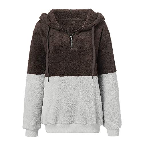 SHOBDW Liquidación Venta Mujer Sudadera con Capucha Suelta Tallas Grandes Jersey de Mujer Jersey otoño Invierno Manga Larga Remata Abrigo cálido (XL, S-Café)