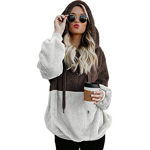 SHOBDW Liquidación Venta Mujer Sudadera con Capucha Suelta Tallas Grandes Jersey de Mujer Jersey otoño Invierno Manga Larga Remata Abrigo cálido (XL, S-Café)