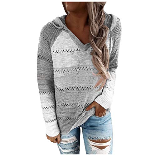 SHOBDW Sudadera para Mujeres Cuello Alto Jersey Cárdigan Sexy Elegante Camiseta Larga Jersey Pullove Casual Jersey Vestido de Manga Larga de otoño Invierno de Moda(Gris,L)