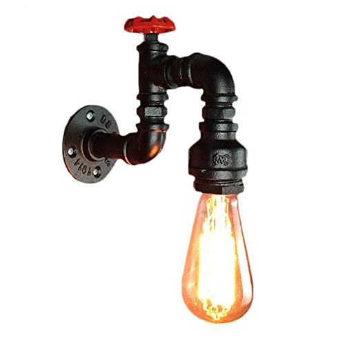 SHUHAO Vintage Lámpara De Pared Creativo Tubería De Agua Aplique De Pared Industrial Luz De Pared Hierro E27 para Restaurante Cafe Bar Cocina Dormitorio Negro[Clase De Eficiencia Energética A+]