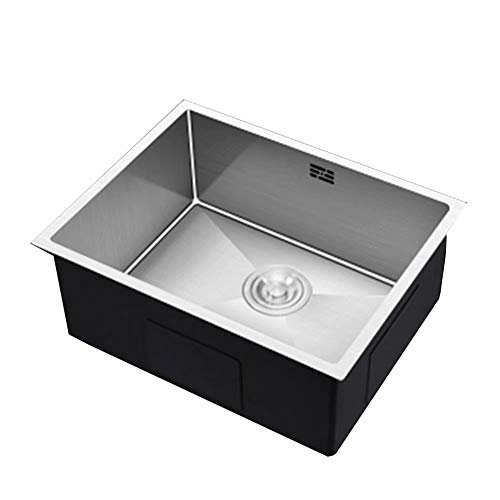 SI-NK Fregadero De Cocina, Fregadero De Acero Inoxidable 304 De Un Tazón con Cesta De Desagüe, para Hostelería Y Cocina (Tamaño: 430X380X220 Mm) Paquete A