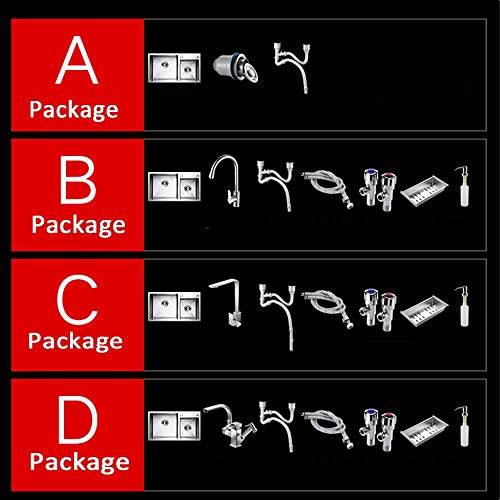 SI-NK Fregadero De Cocina, Fregadero Doble De Acero Inoxidable Resistente con Grifo, para Hostelería Y Cocina （Tamaño: 750X400X200 Mm）, Paquete B
