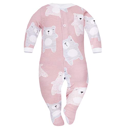 Sibinulo Nino Nina Pijama Bebé Pelele de Algodón Pack de 4 Osos Rosados Ositos de Peluche Beige Erizos Prado Beige 74(6-9 Meses)