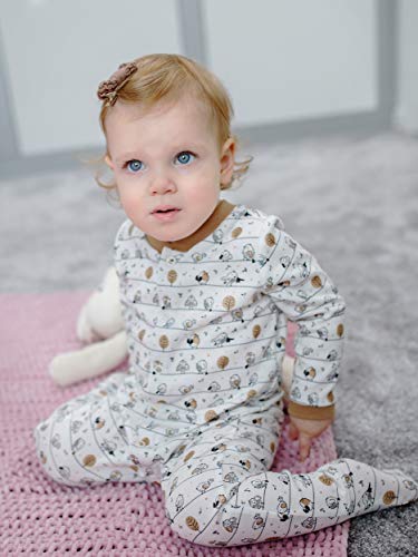 Sibinulo Nino Nina Pijama Bebé Pelele de Algodón Pack de 4 Osos Rosados Ositos de Peluche Beige Erizos Prado Beige 74(6-9 Meses)