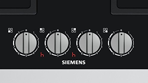 Siemens ER6A6PD70D hobs Negro, Acero inoxidable Integrado Encimera de gas - Placa (Negro, Acero inoxidable, Integrado, Encimera de gas, Cerámico, 1100 W, 1900 W)