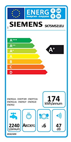 Siemens SK75M521EU lavavajilla - Lavavajillas (Independiente, Acero inoxidable, Botones, A, 70 °C, 24h)