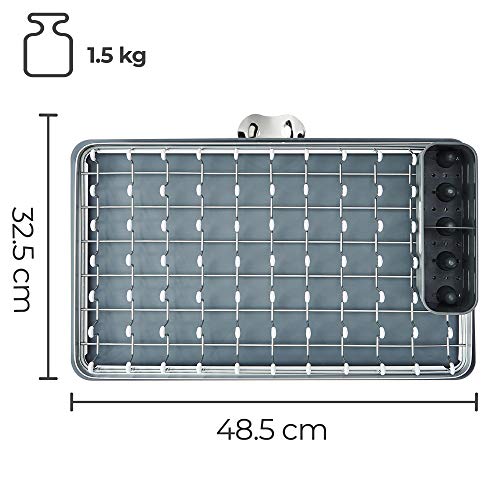 SILBERTHAL Escurreplatos de Cocina | Escurre Platos Fregadero | Escurreplatos con Bandeja y escurrecubiertos | Escurreplatos con desagüe | Escurridor Platos y Vasos de Cocina | Escurridor vajilla