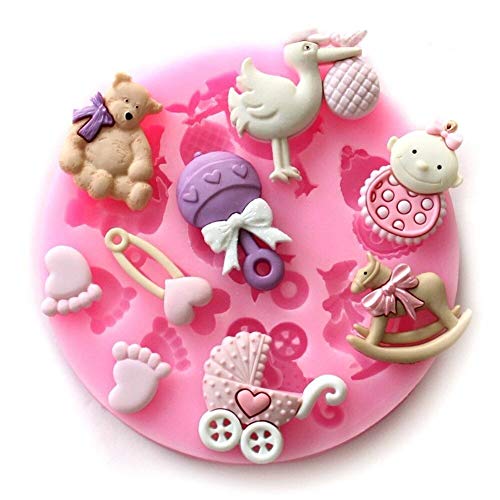 Silicona Fondant Azúcar figuras Baby nacimiento molde molde para pastel (kue010)