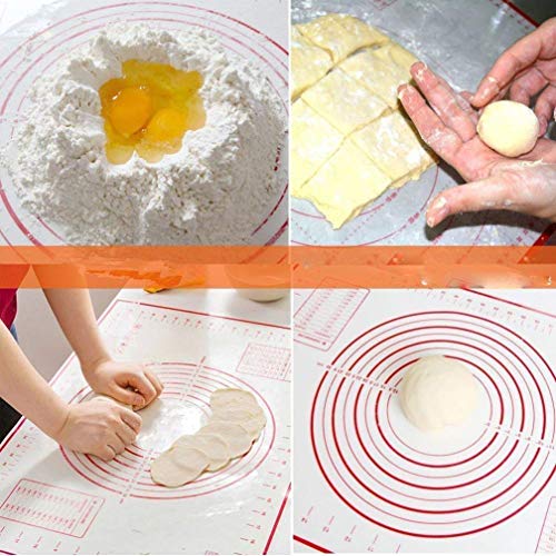 Silicone Baking Mat con Medidas para Rolling de Masa, 60x40cm 100% Food Grade Silicone Non Stick Non Slip Large Pasta Sheet Estera Colorida para Hacer Pizza, Tarta, lasaña