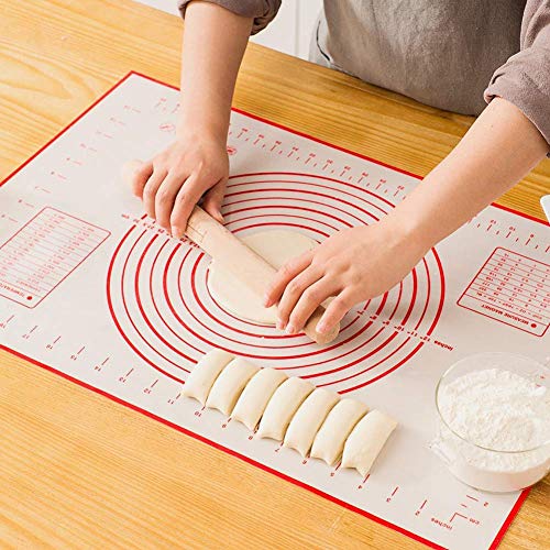 Silicone Baking Mat con Medidas para Rolling de Masa, 60x40cm 100% Food Grade Silicone Non Stick Non Slip Large Pasta Sheet Estera Colorida para Hacer Pizza, Tarta, lasaña