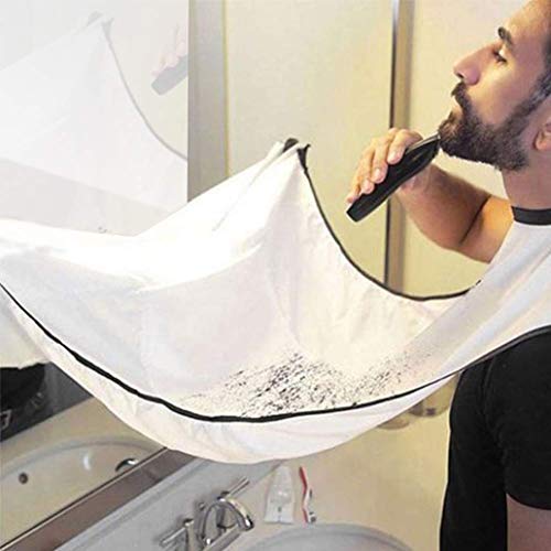 Silingsan Barba Delantal, Babero para Barba con Ventosa, Dejen de Estorbar su Fregadero Capa, Deje Que su Baño de Mantener Limpio - Blanco