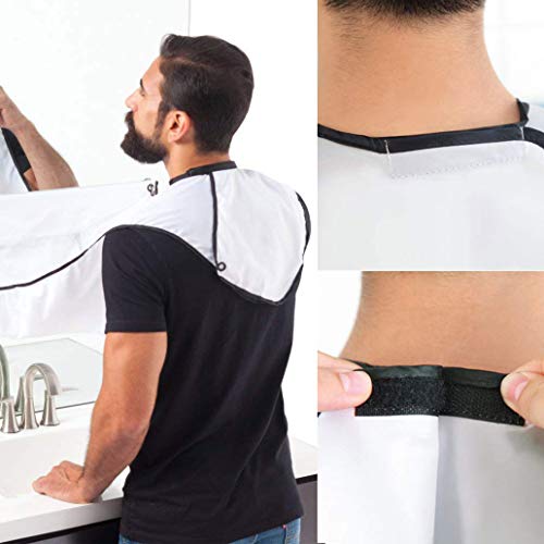 Silingsan Barba Delantal, Babero para Barba con Ventosa, Dejen de Estorbar su Fregadero Capa, Deje Que su Baño de Mantener Limpio - Blanco