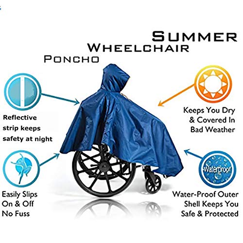 Silla de Ruedas Cobertura Impermeable para Adultos de más Edad del Poncho del Cabo Ruedas Heavy Duty Armada Cremallera Reutilizable capó Delantero