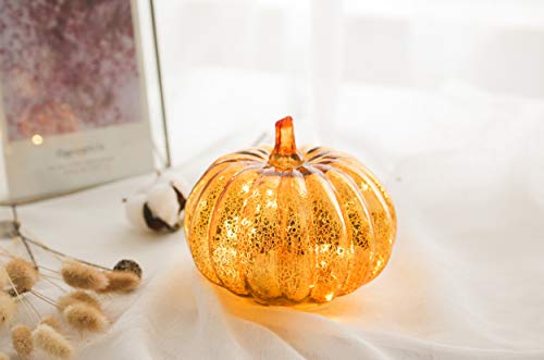 simpdecor Calabaza de Halloween LED Ligero Decorativa Adornos para Halloween para una Gran casa embrujada decoración de Halloween Oro 5.5 ''