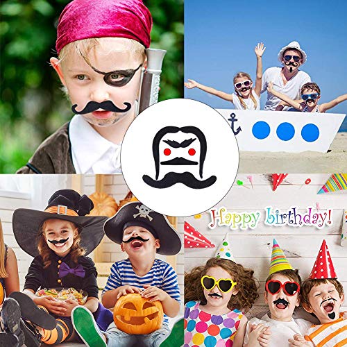 SIMUER Bigotes Postizos Bigotes Autoadhesivos,60 Pack Juego de Bigotes Falsos para Disfraz, DIY Photo Booth Fancy Dress Falso Tash Accessorios para Boda, cumpleaños, graduación,Fiesta de Halloween