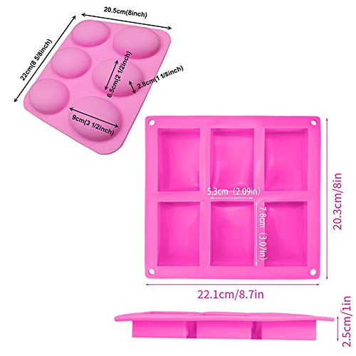 SIMUER - Molde de silicona con 6 cavidades, forma de jabón, molde para tartas, molde para chocolate, galletas, cubitos de hielo