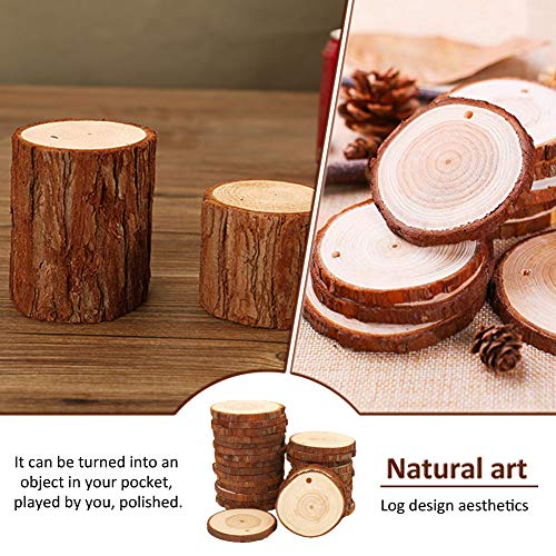 SIMUER Rodajas de Madera Círculos 30pcs 6-7cm Discos de Madera Rebanada Naturales para Manualidades DIY Bricolaje Decoraciones Navidad Hogar Adornos (2.4-2.8)