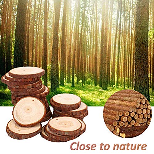 SIMUER Rodajas de Madera Círculos 30pcs 6-7cm Discos de Madera Rebanada Naturales para Manualidades DIY Bricolaje Decoraciones Navidad Hogar Adornos (2.4-2.8)