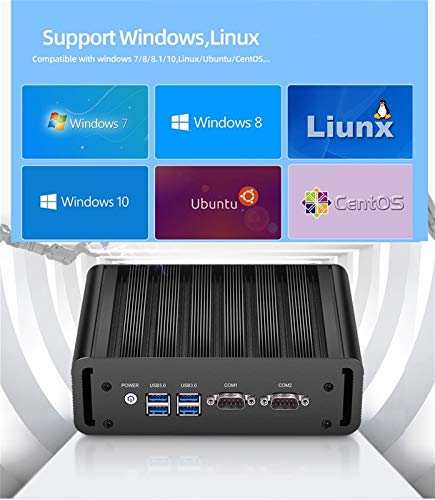 Sin Ventilador Mini PC I5 5200U 8 GB de RAM 128 GB SSD 2X Puertos Serie RS232 Nic Dual HDMI VGA 4xUSB3.0 WiFi Windows Linux Ubuntu (Bundle : 4GB RAM 128GB SSD, Color : I3 5005U)