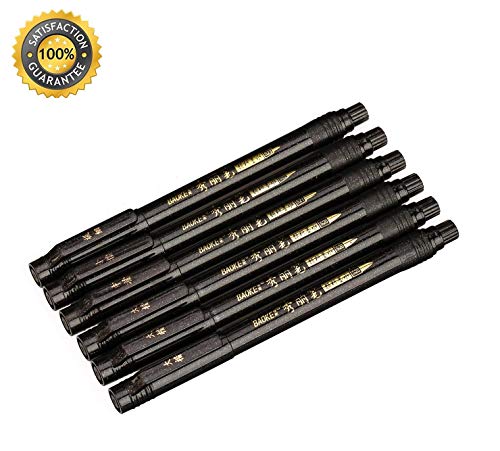 Sinwind 6 Piezas de Plumas de Caligrafía de Recambios, Rotuladores de Pincel Negros, Bolígrafos de Tinta de Caligrafía para Letras, Diario de Principiantes, Firma, Diseño y Dibujo