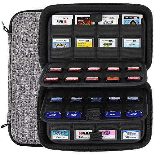 Sisma Estuche de juegos para 72 cartuchos Nintendo Switch 3DS DS 2DS PS Vita o Tarjetas SD - Funda cartuchos juego - color gris