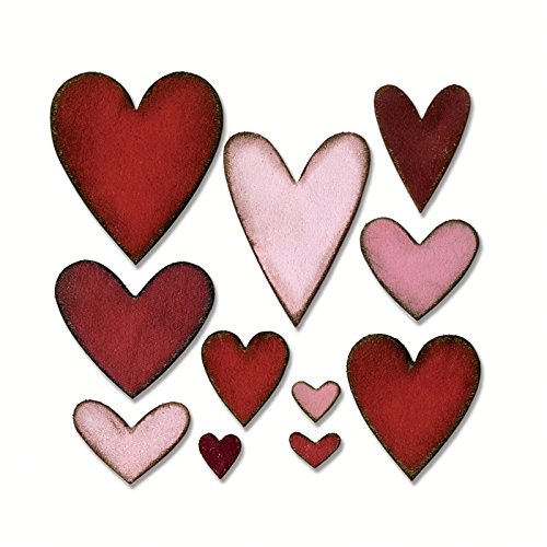 Sizzix, Multicolor, único Troquel Bigz 660233, Corazones by Tim Holtz, Tamaño