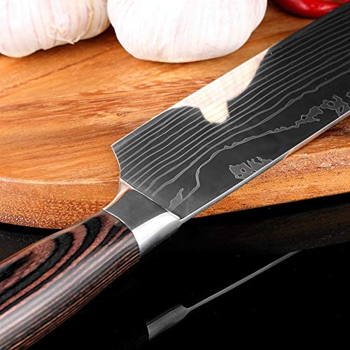 SJZS Patrón Cuchillo de Cocina 7''Japan Santoku Chef Acero Inoxidable del Cuchillo de imitar en Damasco Cuchillo de Cocina Cuchillo for Verduras Cuchillo